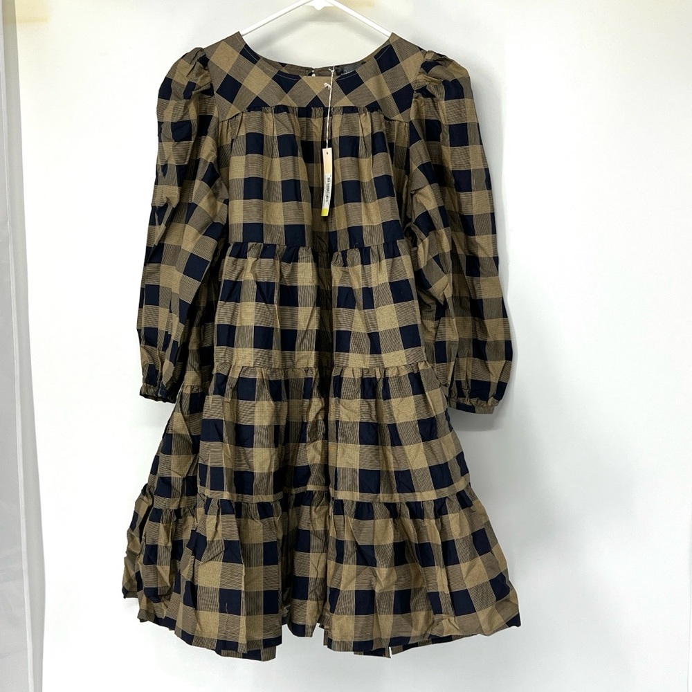 NWOT Summersalt Black and Tan Buffalo Check Mini Dress